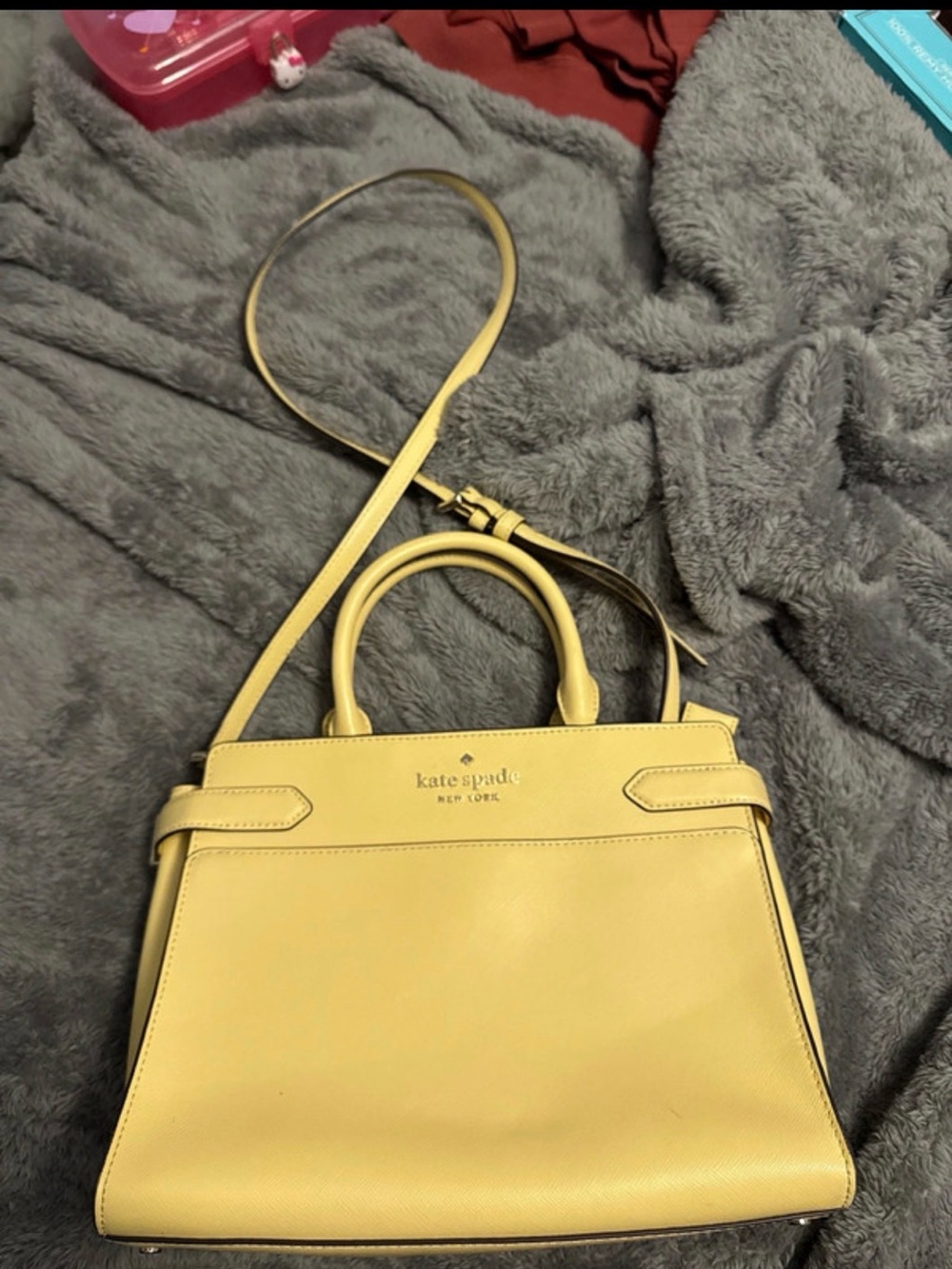 kate spade Lemon Yellow Leather Top-Handle Satchel with Crossbody Strap